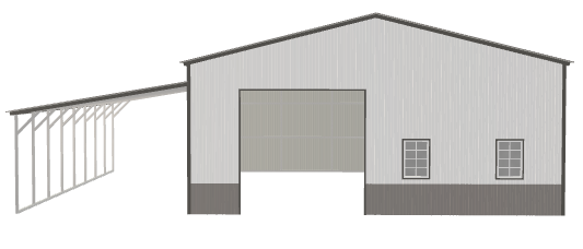 44'x36'x12' Metal Garage with Lean-to